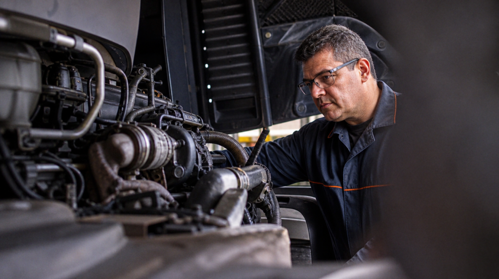 analisando o motor do caminhão